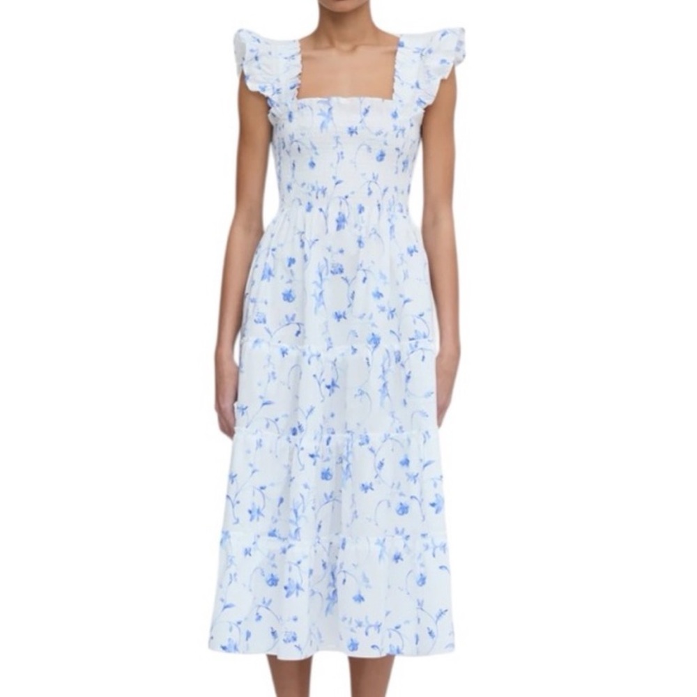 Hill House Blue Midi Sundress with Flutter Sleeves